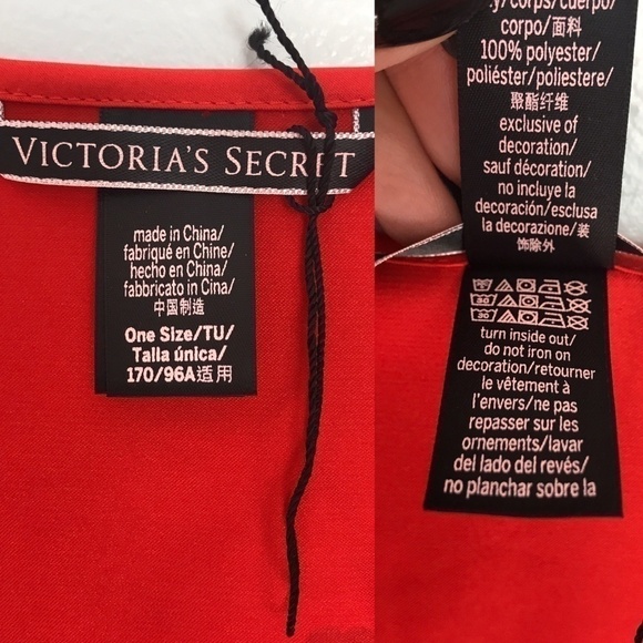 Victoria's Secret Red Satin LOVE Kimono Ruffles OS - Picture 8 of 8